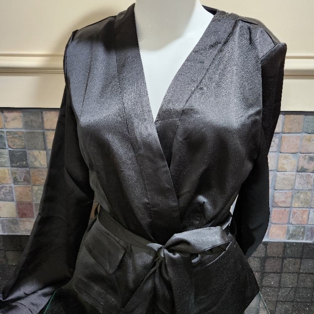 Bold Elements Black Satin Wrap Blouse